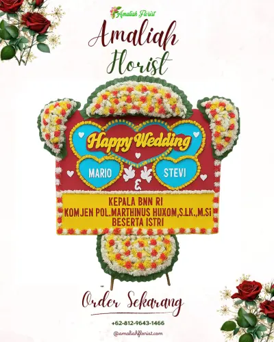 Karangan Papan Bunga Pernikahan di Kuwum